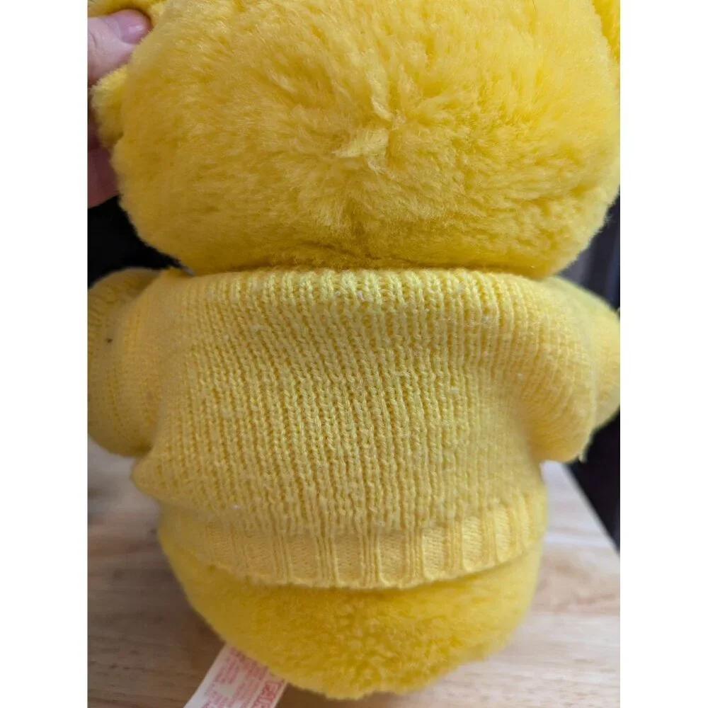 Fairview International Taiwan R.O.C yellow teddy bear w/ knitted dog sweater 12